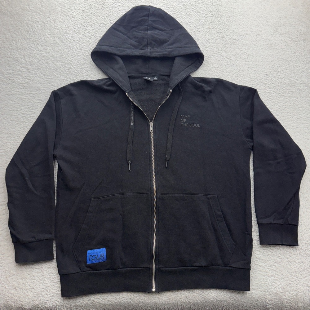 BTS Map of the Soul Tour Zip Up Hoodie Black Mens Large Big Hit Merch 2020